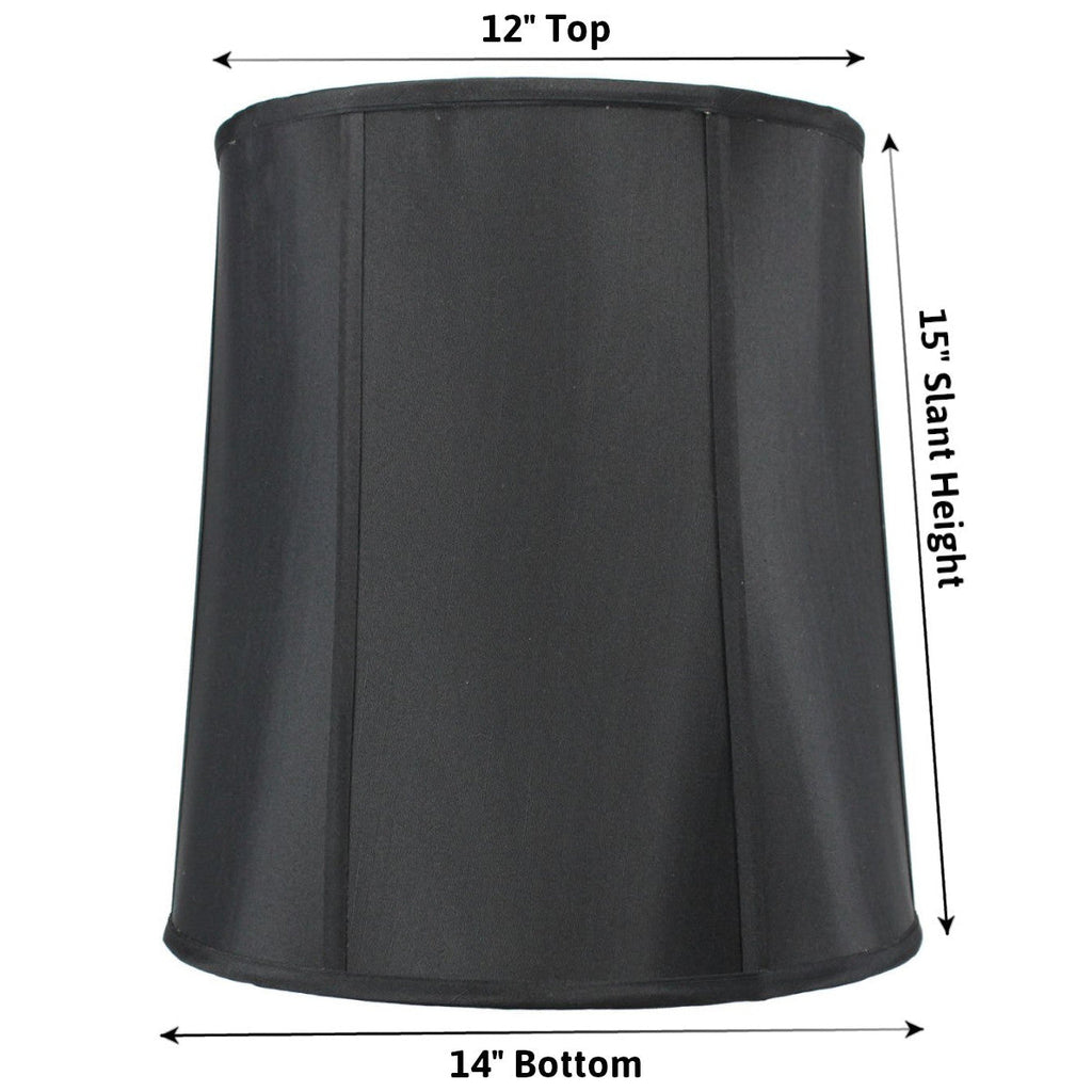 Fabric Lamp Shade, 14"W x 15"H Black Drum with Gold Liner for Lamp Replacement, Reading Corners and Living Spaces image 4