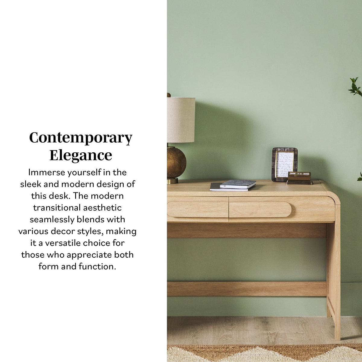 Writing Desk, Chantelle Modern Curved for Bedroom Workspaces, Home Offices and Daily Writing, 2 Color Options image 4