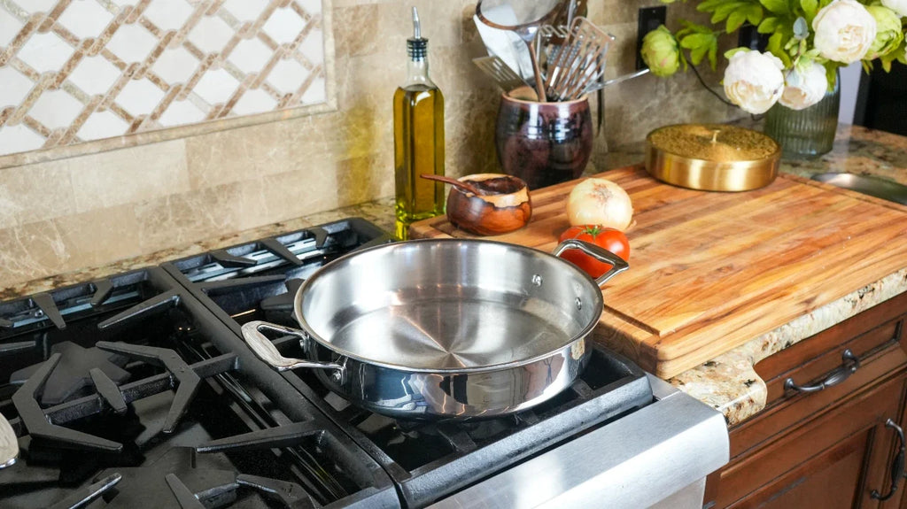 Stainless Steel Sauté Pan, 3.5 Quart with Cover and Short Handles for Stovetop Cooking, Sauces and Everyday Kitchen Use image 4