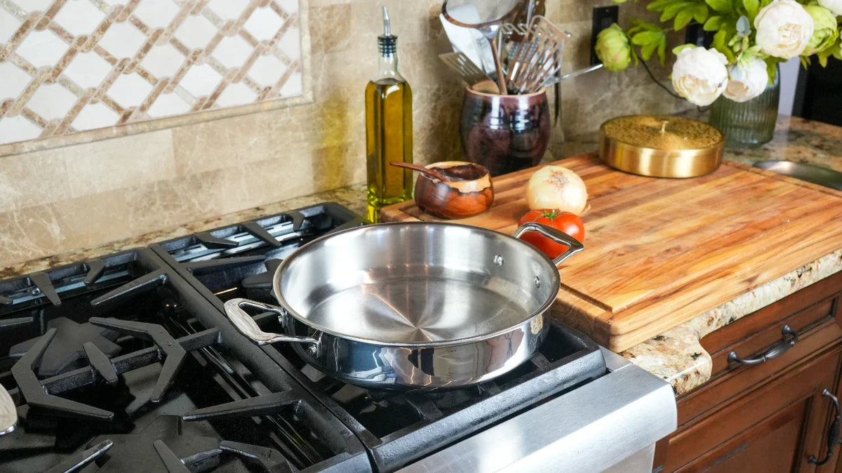 Stainless Steel Sauté Pan, 3.5 Quart with Cover and Short Handles for Stovetop Cooking, Sauces and Everyday Kitchen Use image 4
