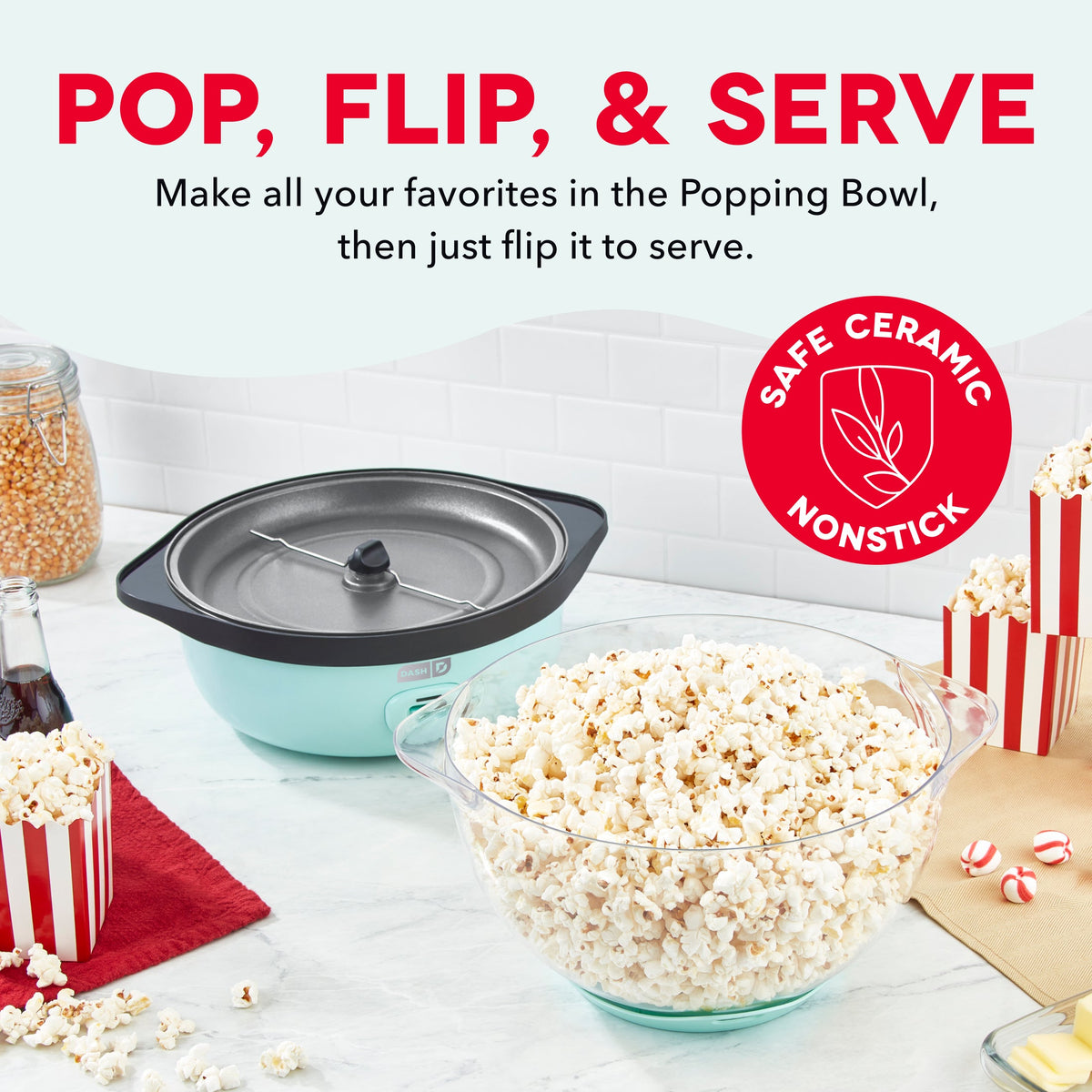 Stovetop Popcorn Popper, SmartStore Stirring Maker for Homemade Popcorn, Movie Nights and Everyday Snacking, 2 Color Options image 4