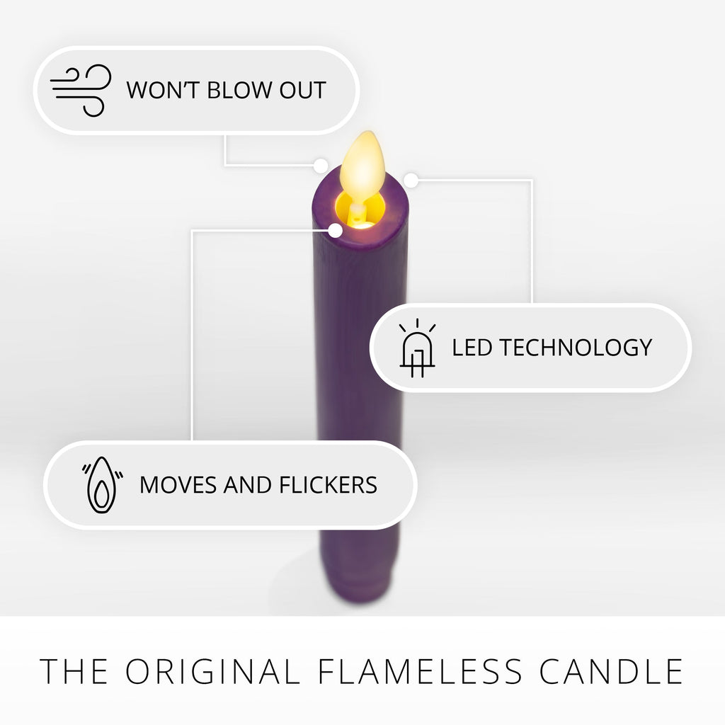 Flameless Candle, Purple Tapers Set of 2 for Bedrooms, Living Rooms and Everyday Candlelight Ambience image 4