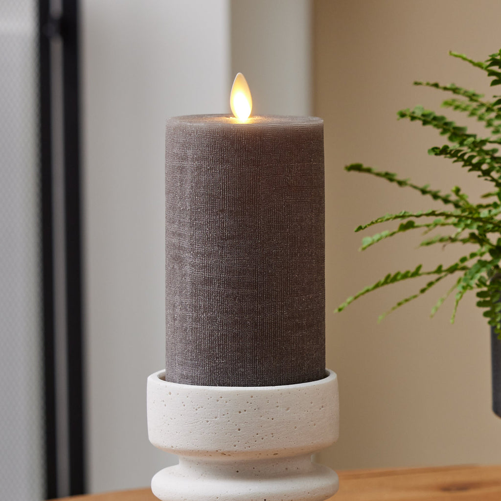 Flameless Candle, Chalky Linen Charcoal Gray Pillar for Mantels, Entryways and Holiday Displays, 3 Size Options image 4
