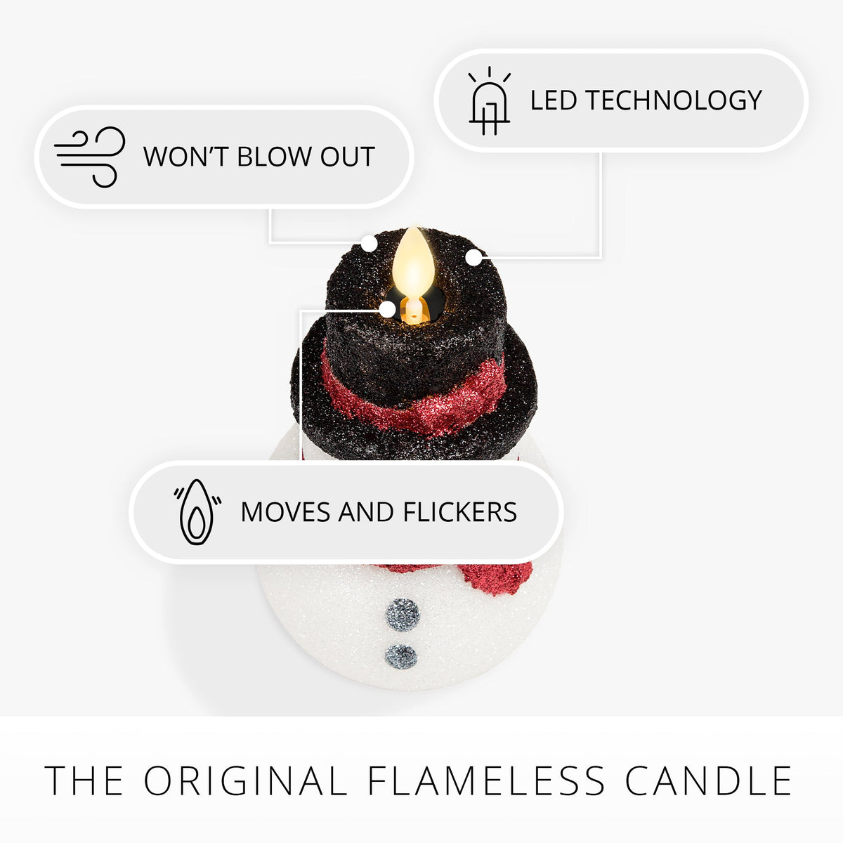 Flameless Candle, White Glitter Snowgirl for Bedrooms, Living Rooms and Everyday Candlelight Ambience image 4