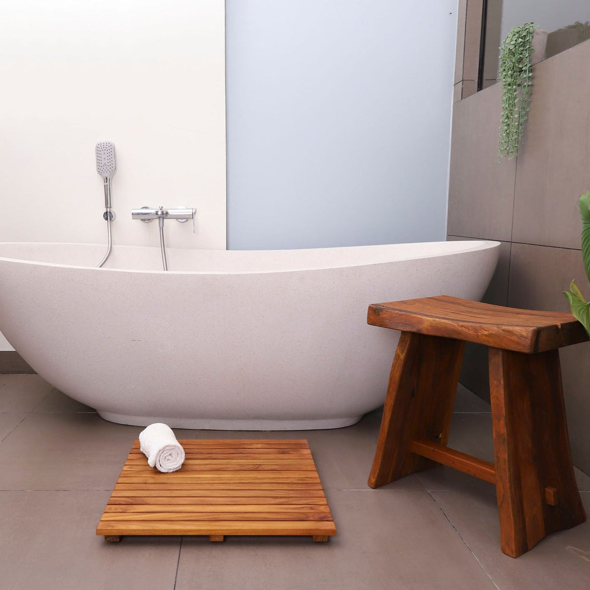 Teak Shower Mat, Redfish Oiled 19.6″ x 19.6″ for Bath Floors, Shower Areas and Everyday Bathroom Use image 4