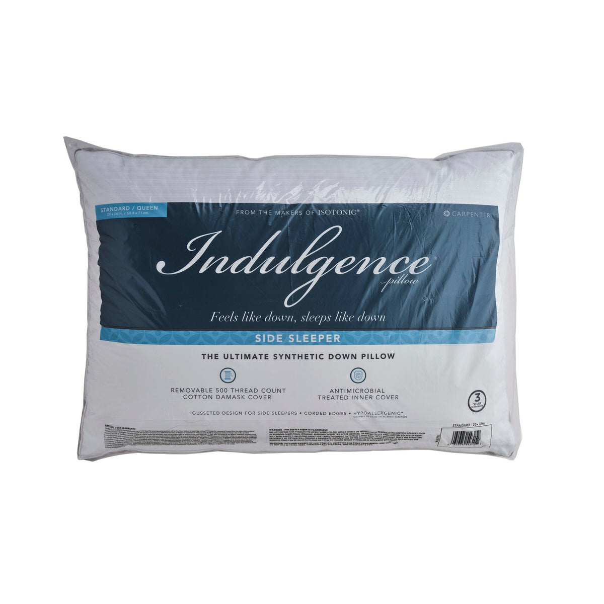 Bed Pillow, Indulgence Synthetic Down Side Sleeper, Machine-Washable Care for Sleeping, Reading and Bedroom Comfort, 2 Size Options image 4