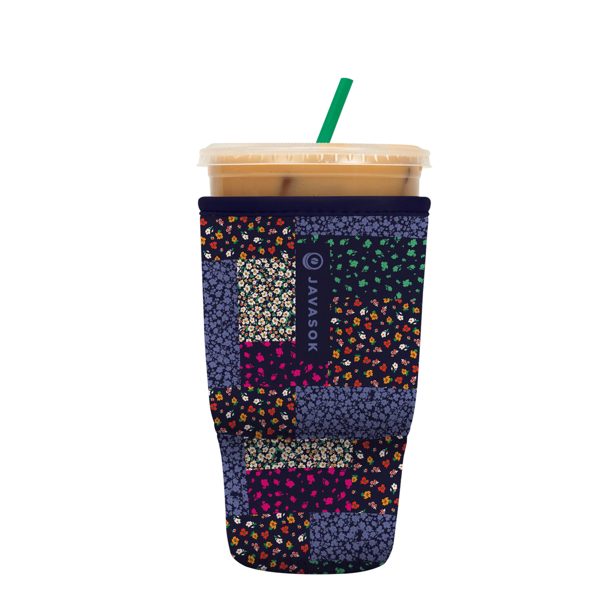 Reusable Cup Sleeve, Flower Patch, Neoprene Construction for Iced Coffee, Cold Drinks and Condensation Control image 4