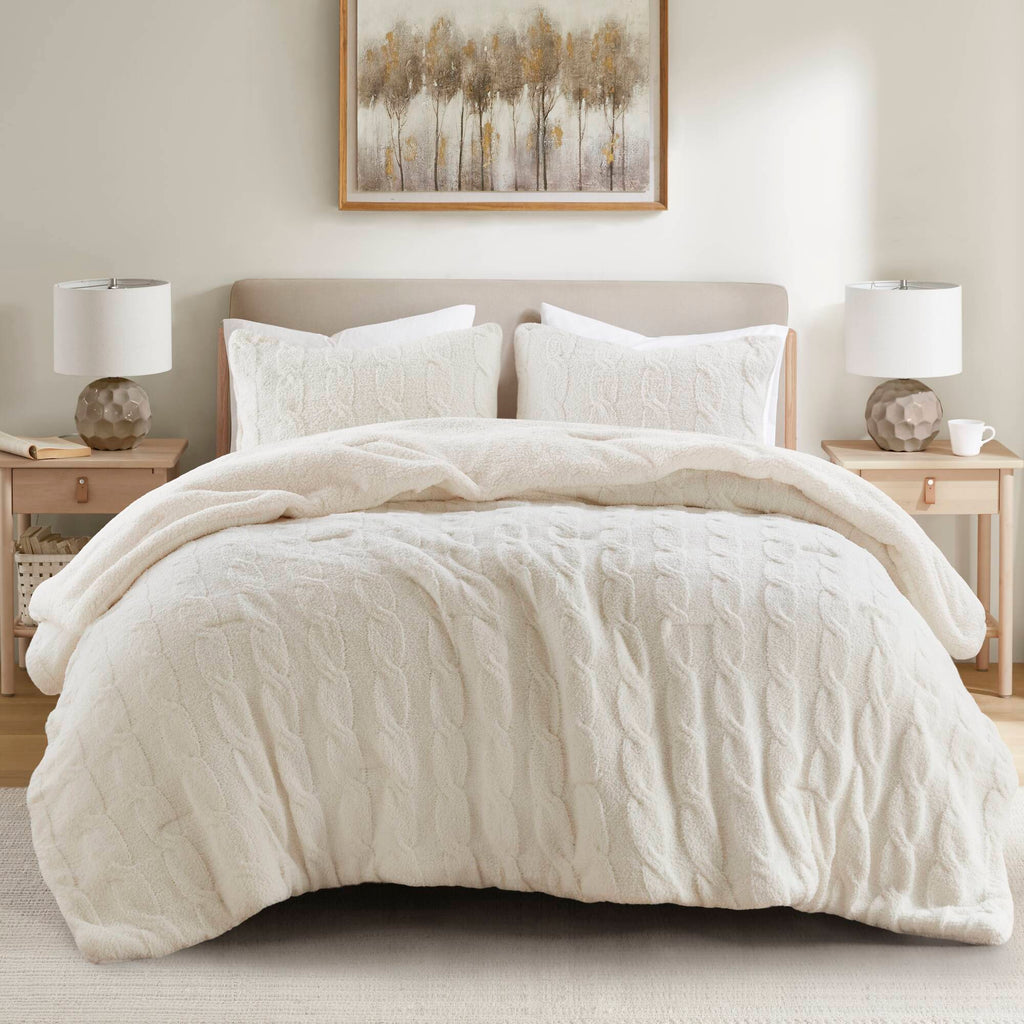 Bed Comforter, Riordan Waffle Knit Chenille Set, Machine-Washable Care for Everyday Bedding and Comfortable Sleep, 3 Sizes and 4 Colors image 4