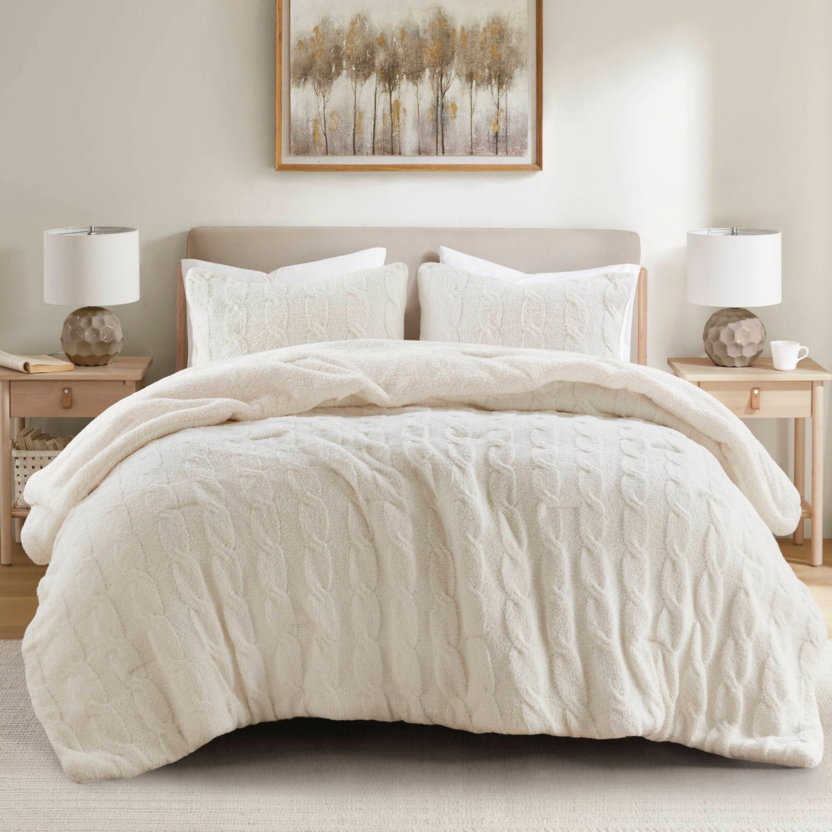 Bed Comforter, Riordan Waffle Knit Chenille Set, Machine-Washable Care for Everyday Bedding and Comfortable Sleep, 3 Sizes and 4 Colors image 4