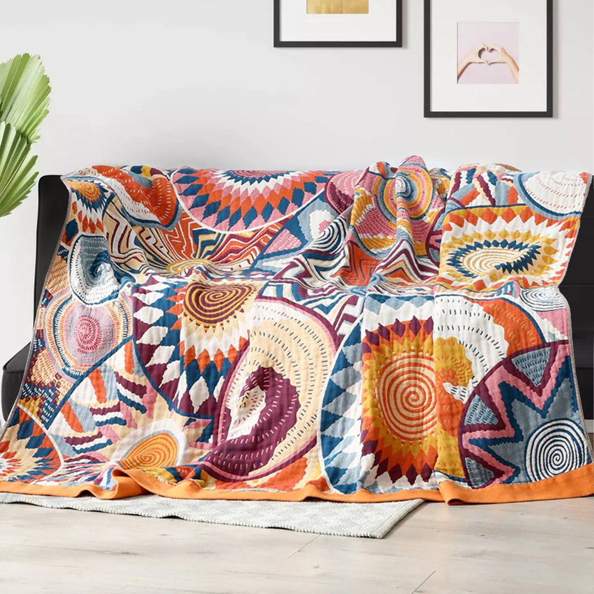 Cozy Throw Blanket, Boho Cotton, Machine-Washable Care for Living Rooms, Bedrooms and Everyday Lounging, 12 Color Options image 4