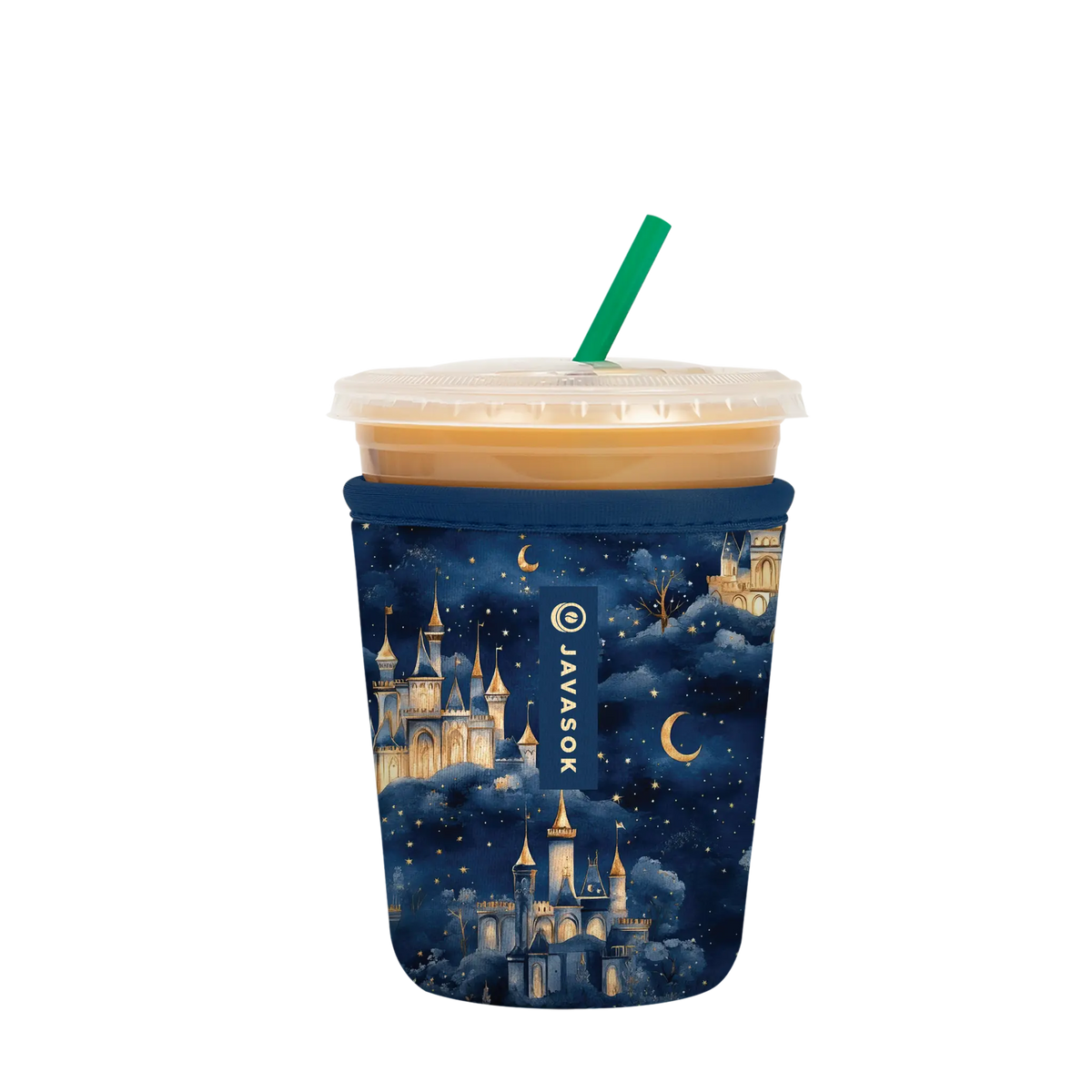 Reusable Cup Sleeve, Castle in Sky, Lightweight Design, Neoprene Construction for Iced Coffee, Cold Drinks and Condensation Control image 4