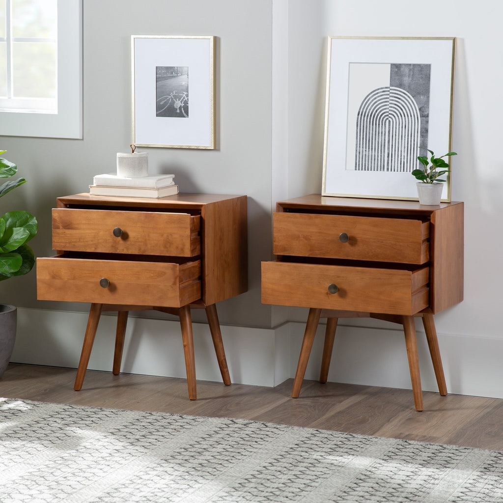 Nightstand, Mid Century Solid Wood Collection 1 or 2 for Bedrooms, Bedside Essentials and Everyday Storage, 2 Color Options image 4