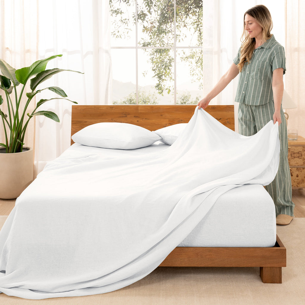 Bed Sheet Set, European Linen for Everyday Bedroom Comfort and Guest Rooms, 7 Sizes and 5 Colors image 4