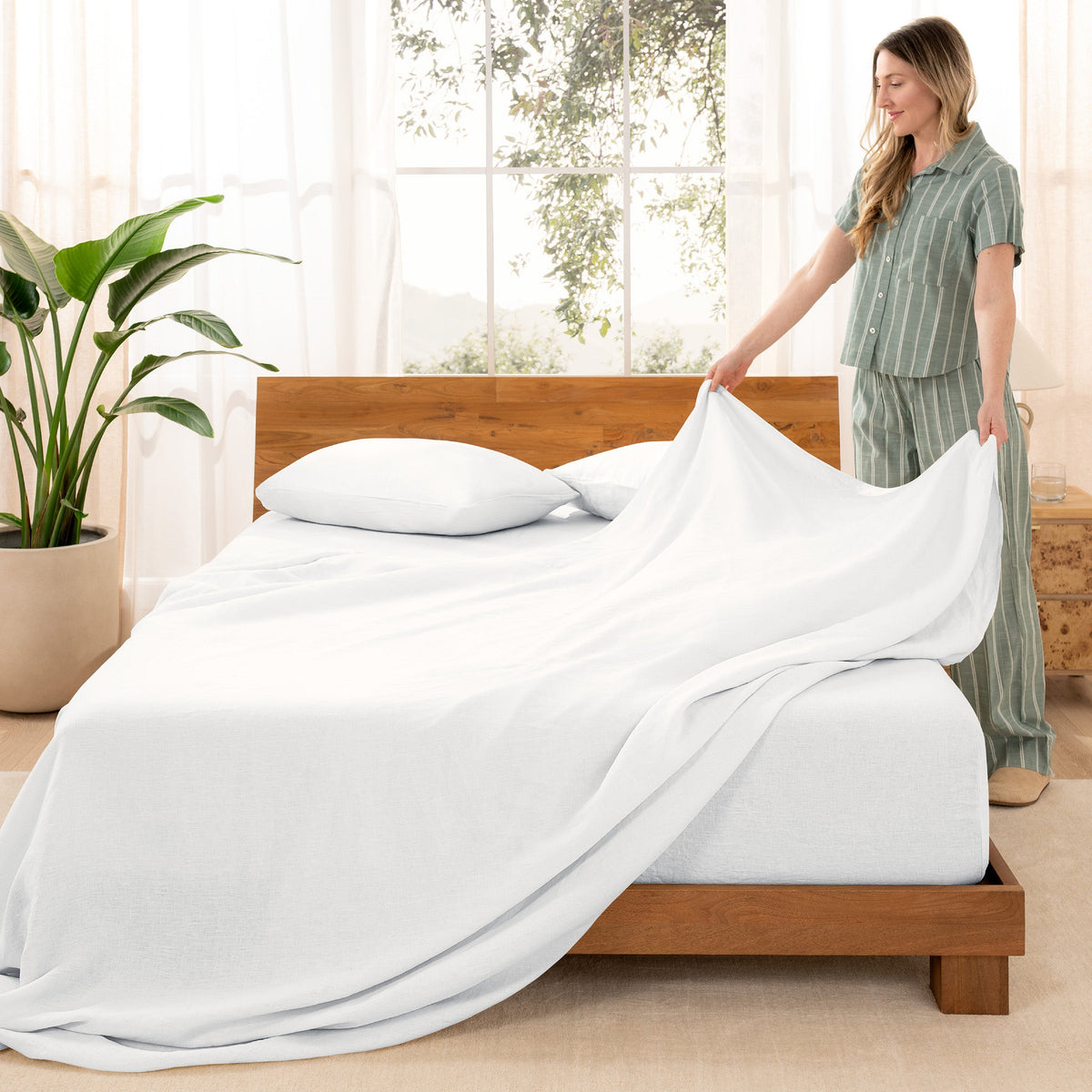 Bed Sheet Set, European Linen for Everyday Bedroom Comfort and Guest Rooms, 7 Sizes and 5 Colors image 4