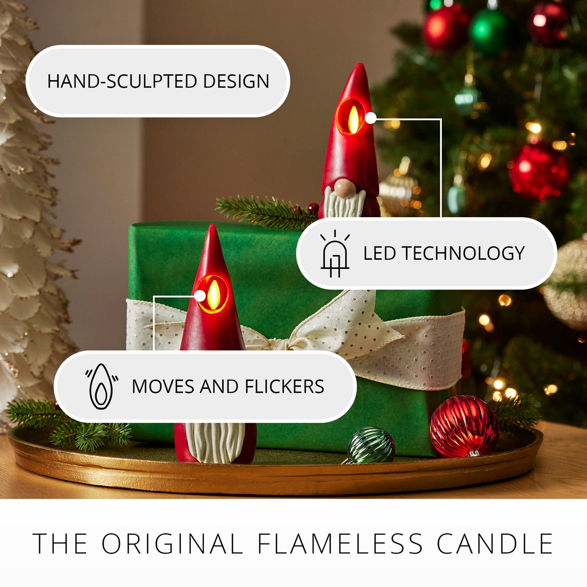 Flameless Candle, Red Gnome for Bedrooms, Living Rooms and Everyday Candlelight Ambience, 2 Size Options image 4