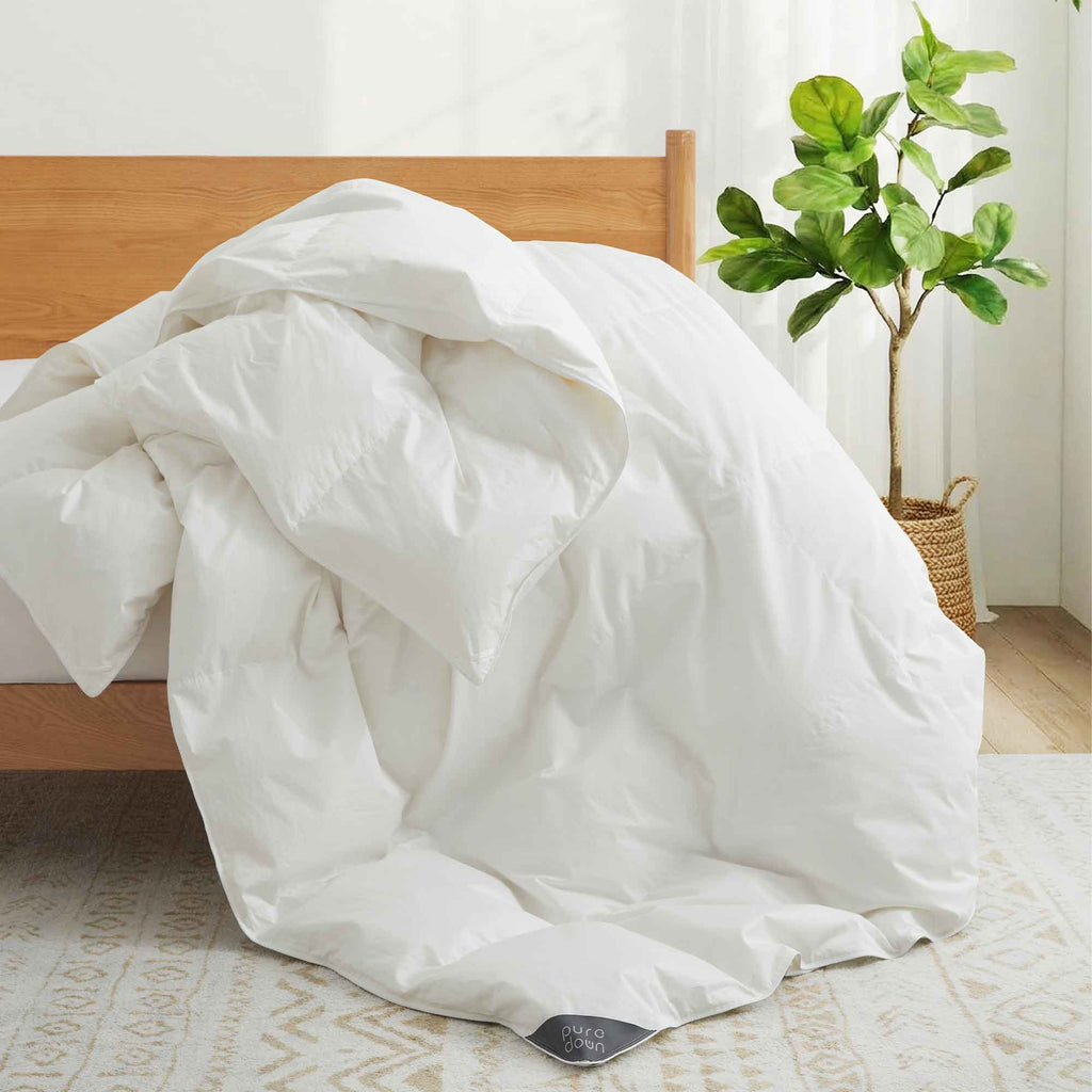 Down Comforter, Organic Cotton, Lightweight Design for Everyday Bedding and Comfortable Sleep, 4 Size Options image 4
