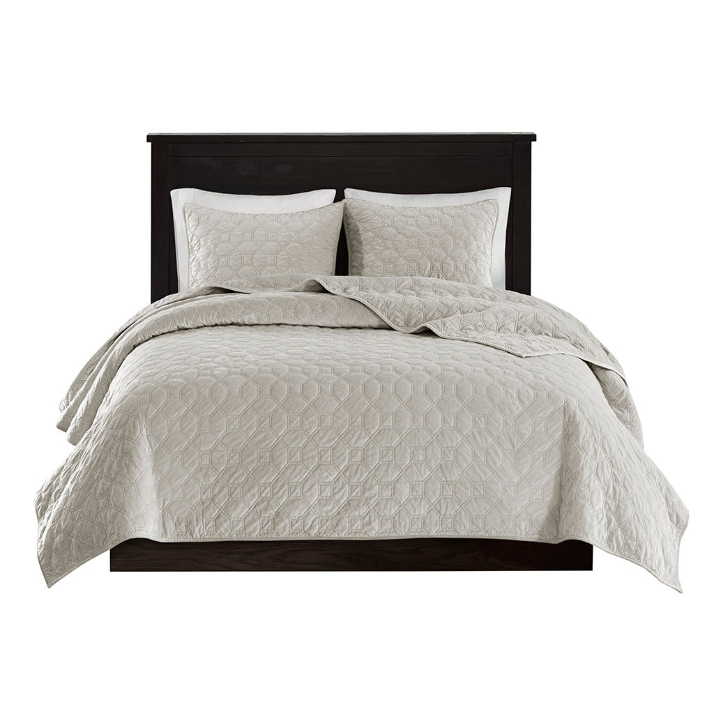 Cozy Throw Blanket, Harper 3 Piece Velvet Quilt Set, Machine-Washable Care for Sofas, Beds and Relaxing at Home, 2 Sizes and 7 Colors image 4