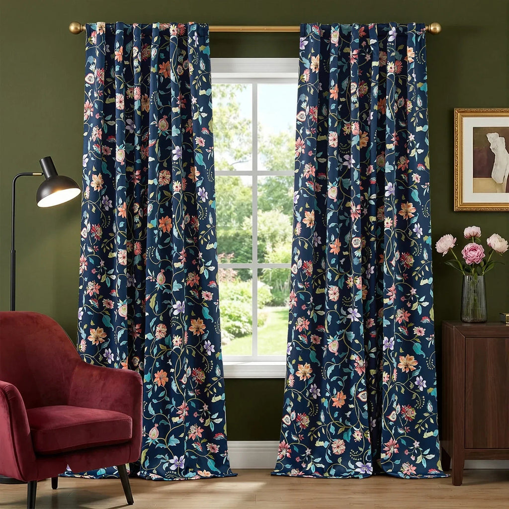 Window Curtain, Hattie Floral Blackout Curtains (2 Panels) for Bedrooms, Living Rooms and Home Privacy, 3 Sizes and 2 Colors image 4
