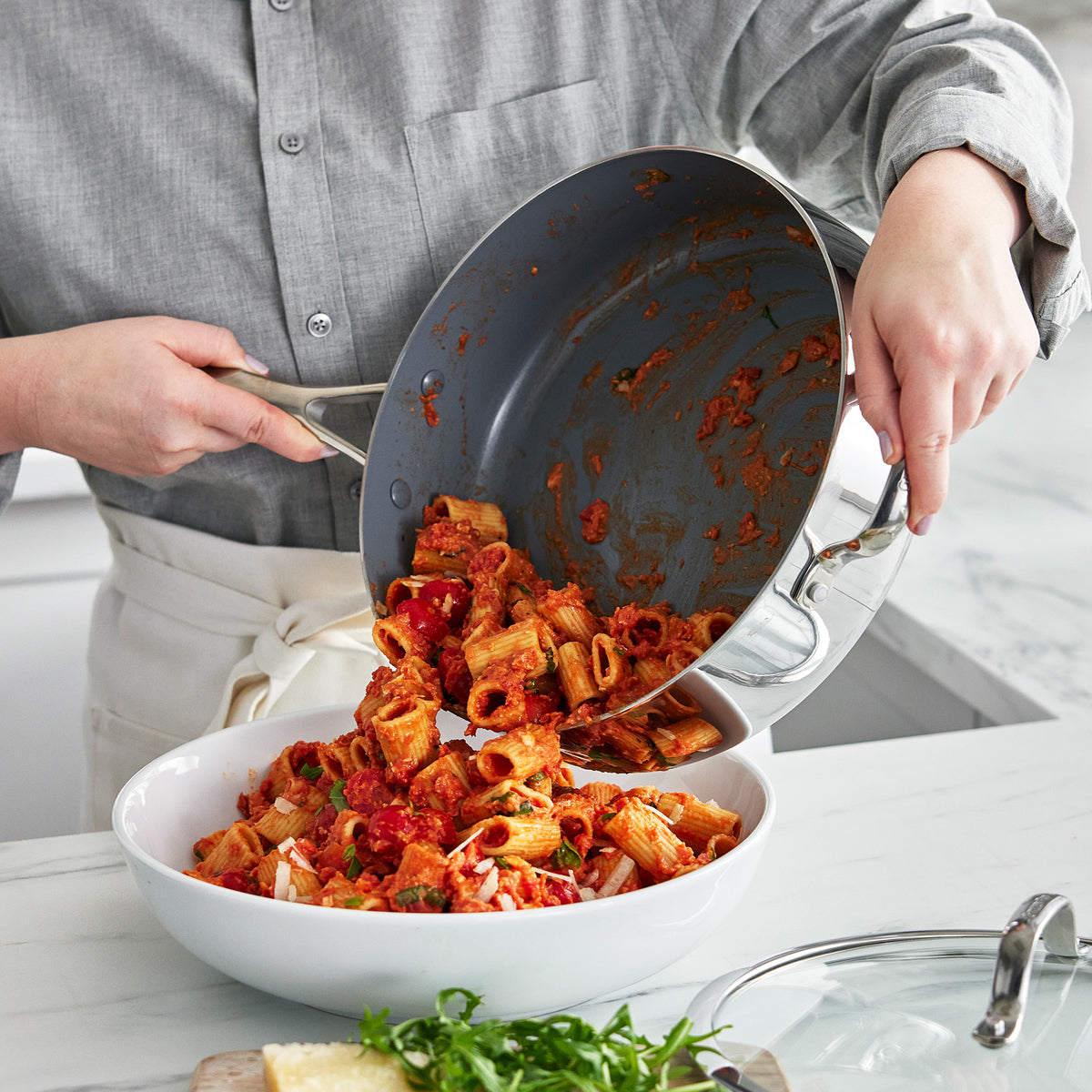 Stainless Steel Sauté Pan, 5 Quart with Lid, Dishwasher-Safe Care for Searing, Stir-Frying and Family Meal Prep image 4