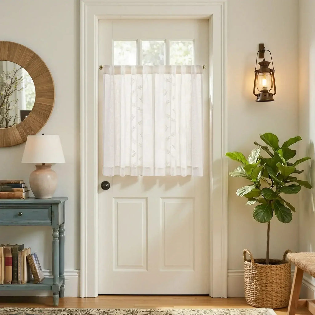 Window Curtain, Vintage Wavy Floral Embroidery Kitchen, Lightweight Design for Windows, Room Styling and Everyday Privacy image 4