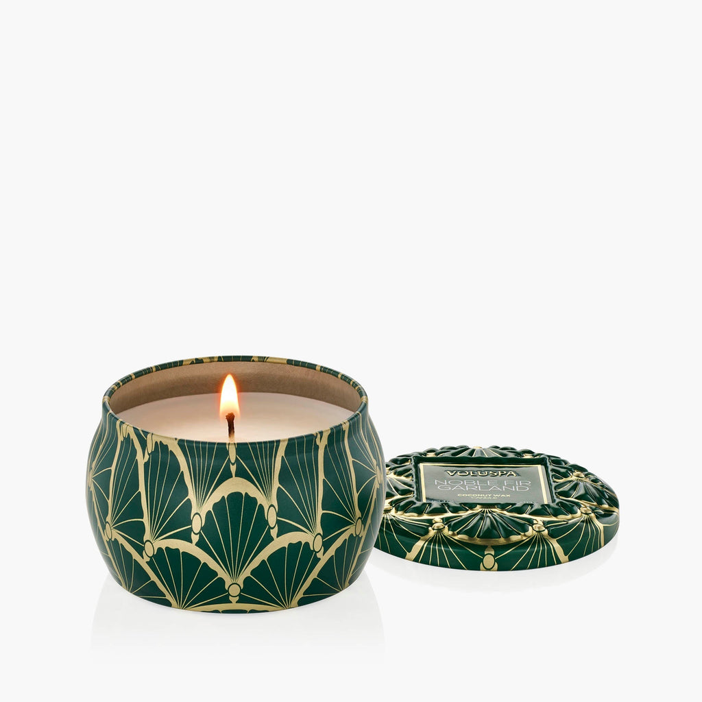 Decorative Candle, Noble Fir Garland Mini Tin for Entryways, Mantels and Everyday Home Ambience image 4