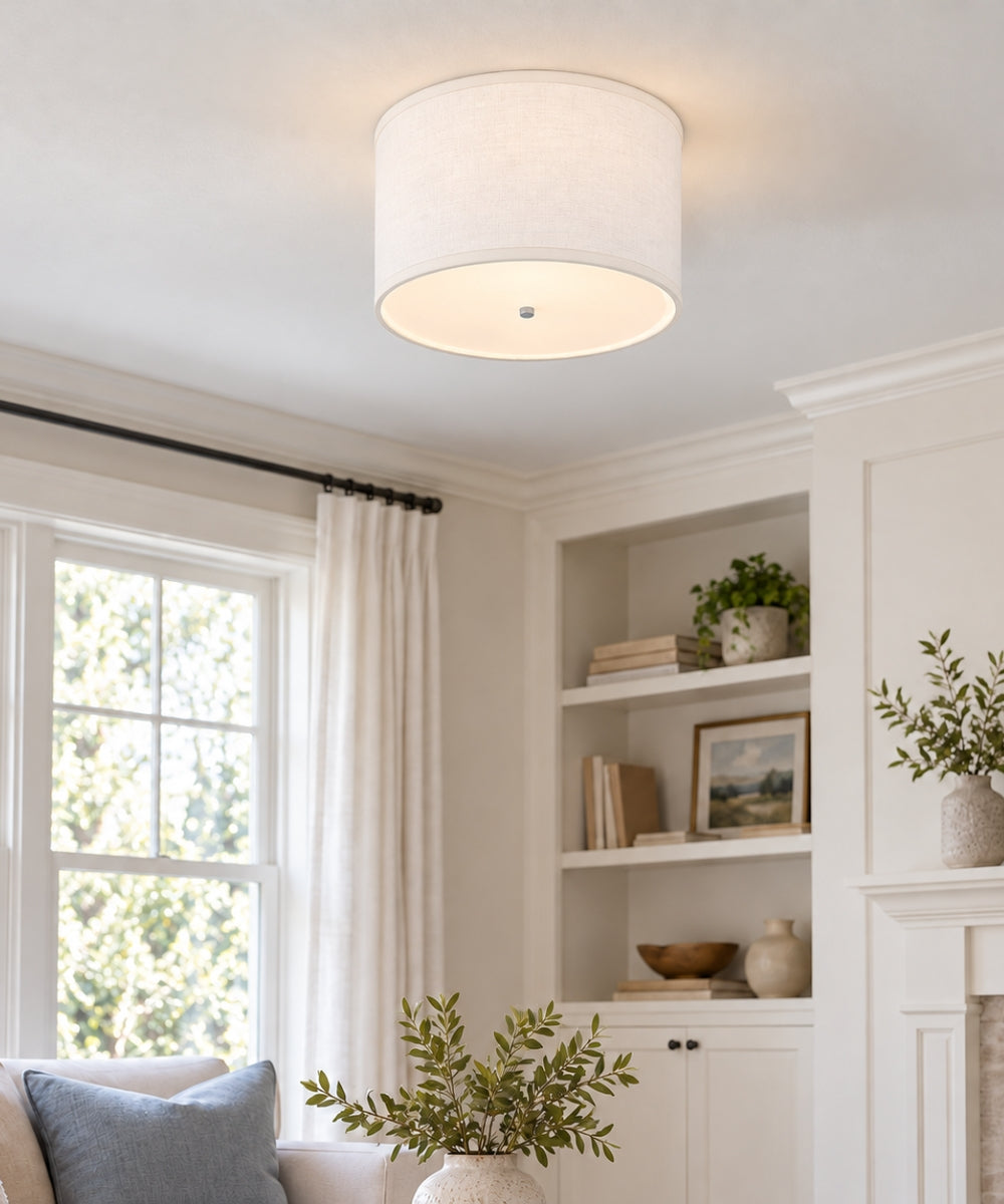 Ceiling Light Conversion Kit, 14"W White Fabric Drum for Existing Center-Post Dome Fixtures and Home Ceiling Lighting image 4