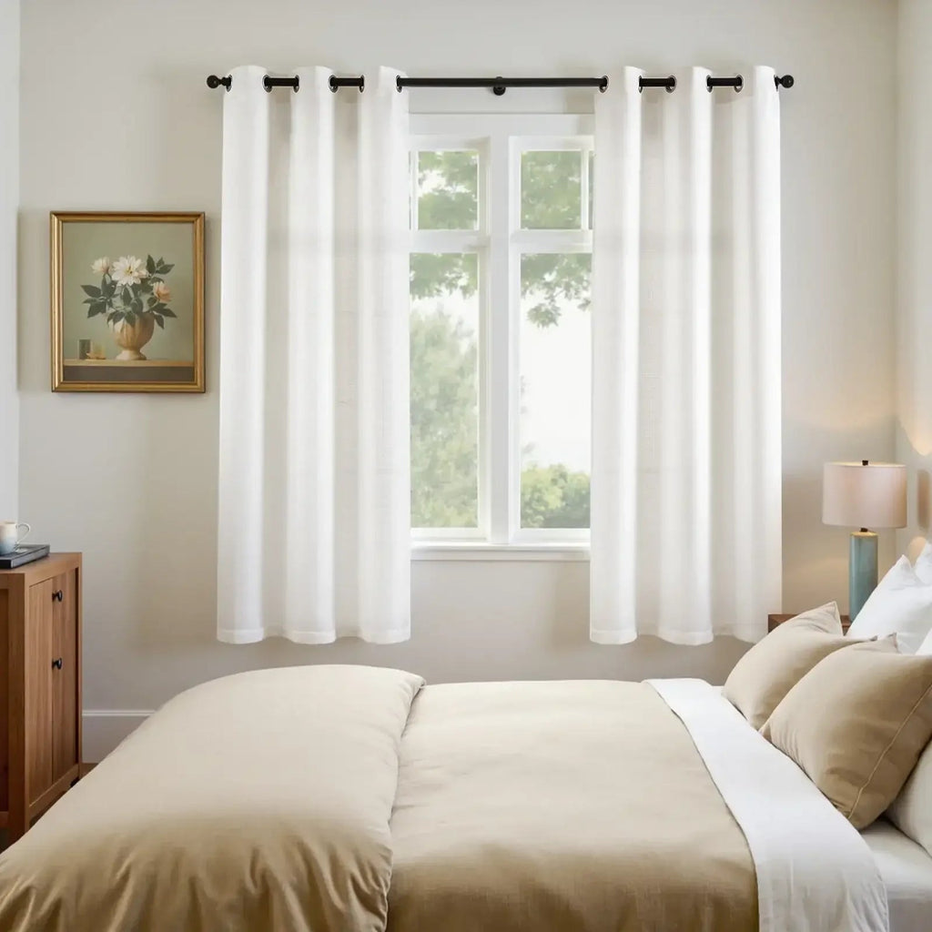 Window Curtain, Solid Linen Textured Grommet Curtains (2, Lightweight Design for Windows, Room Styling and Everyday Privacy image 4