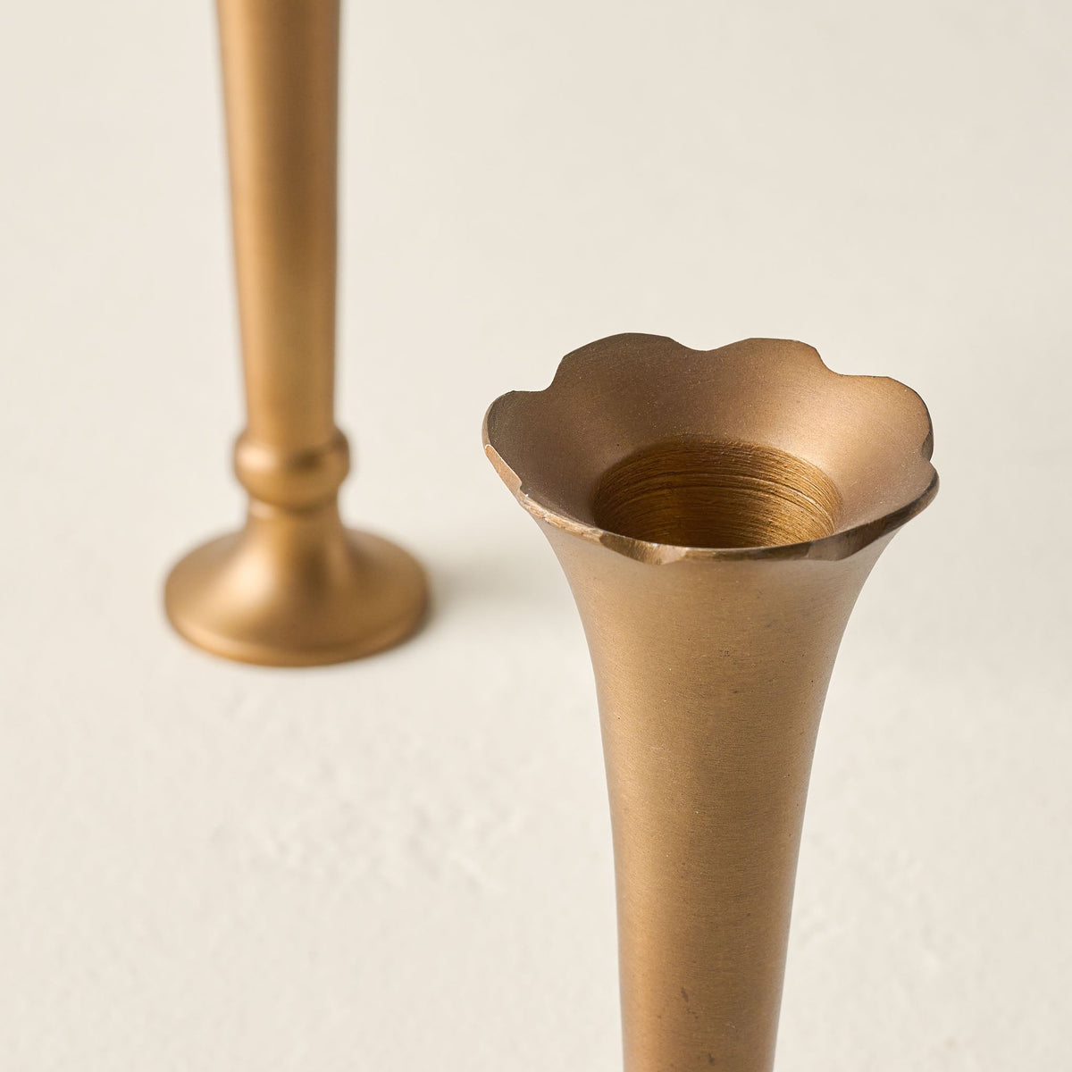 Decorative Vase, Flannery Scalloped Brass Bud for Tabletop Arrangements and Home Decor, 2 Size Options image 4