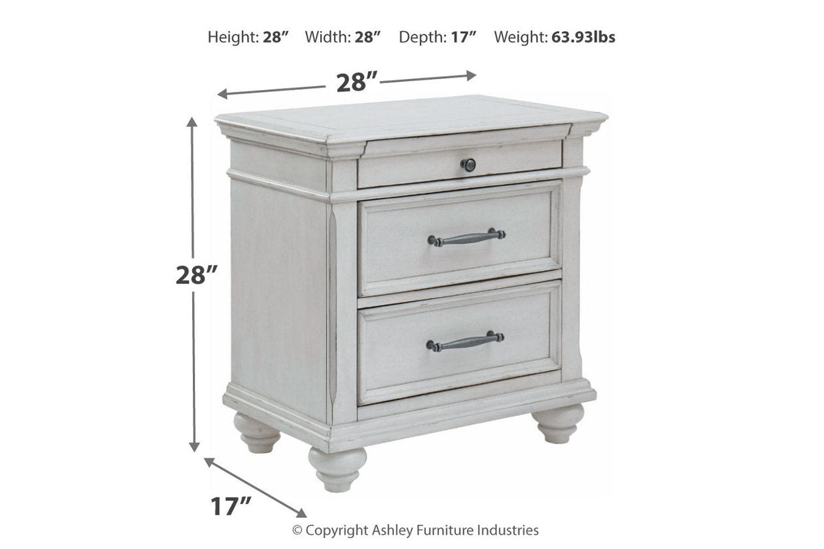 Nightstand, Kanwyn Whitewash, Solid Wood Construction for Bedside Storage, Bedroom Organization and Guest Rooms image 4