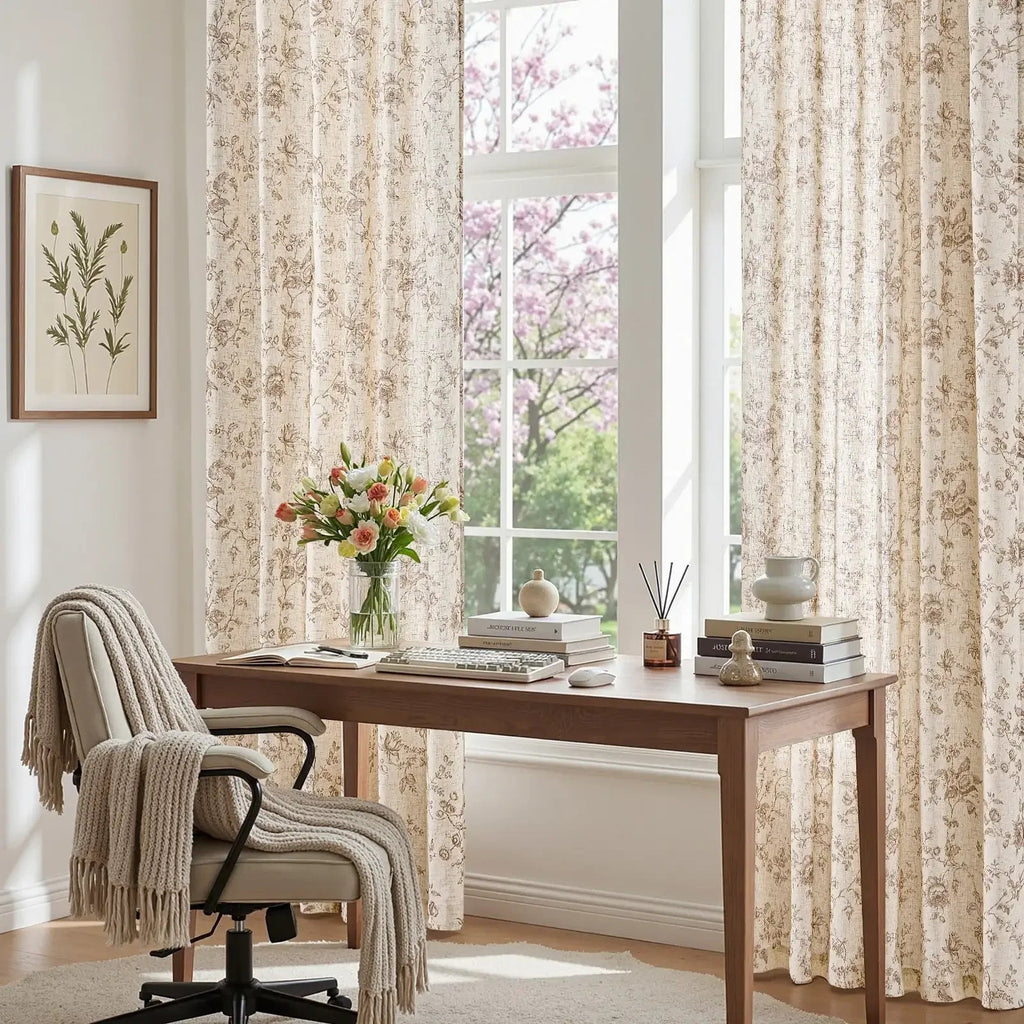 Window Curtain, Amelie Floral Linen Blend Curtains (2 Panels), Machine-Washable Care for Bedrooms, Living Rooms and Home Privacy image 4
