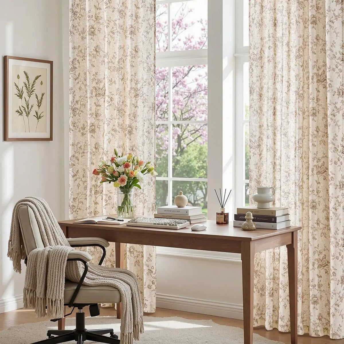 Window Curtain, Amelie Floral Linen Blend Curtains (2 Panels), Machine-Washable Care for Bedrooms, Living Rooms and Home Privacy image 4