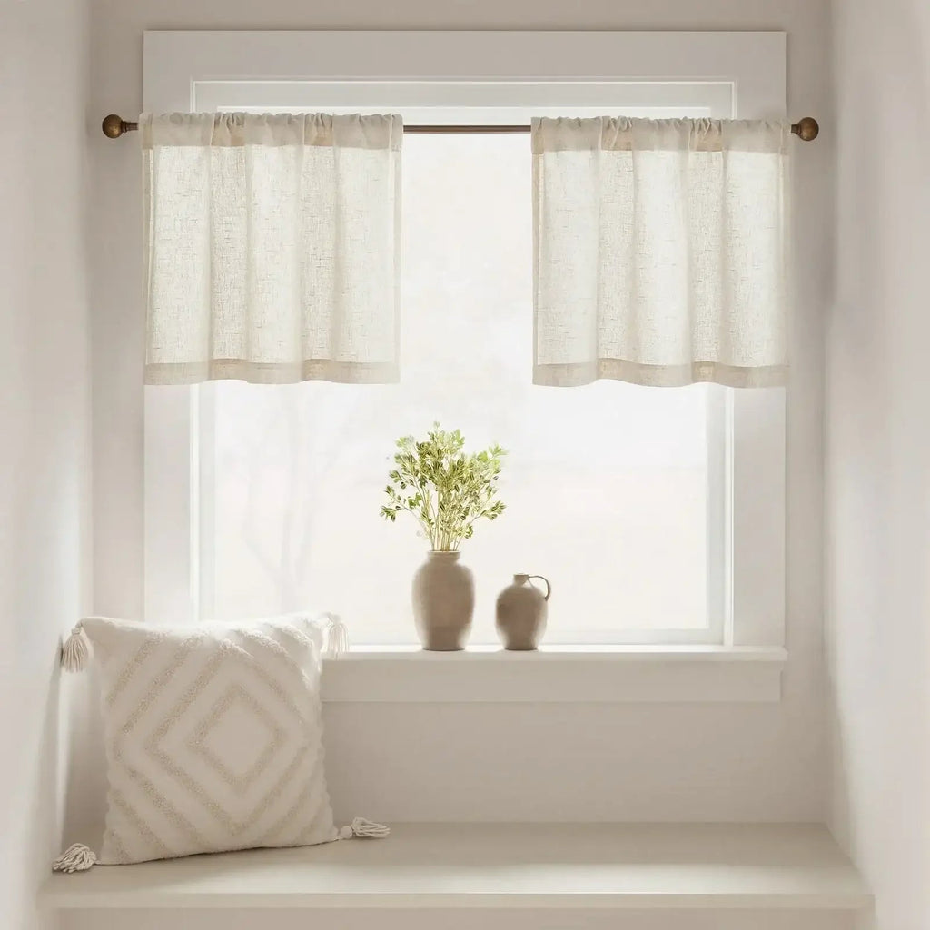 Window Curtain, Linen Textured Tier Kitchen Curtains (2, Lightweight Design for Windows, Room Styling and Everyday Privacy image 4
