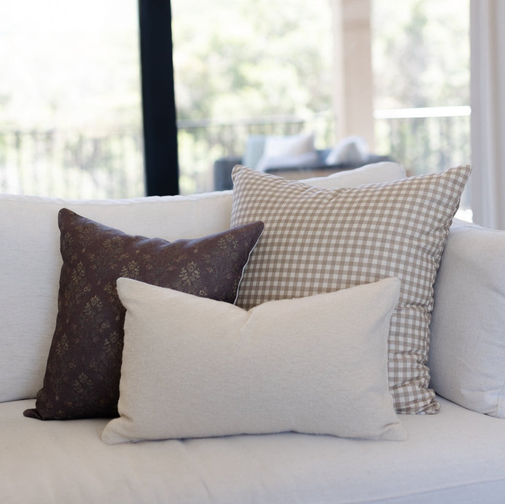 Decorative Pillow Cover Set, Tan Gingham 18" 22" 24" 26", Lightweight Design for Bedroom Styling and Living Room Decor, 5 Size Options image 4