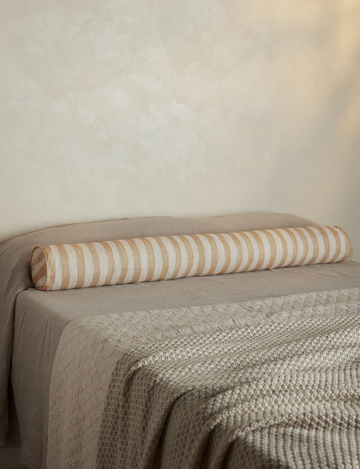 Bed Pillow, Painterly Stripe Linen Long Bolster for Everyday Sleep and Guest Room Bedding, 3 Color Options image 4