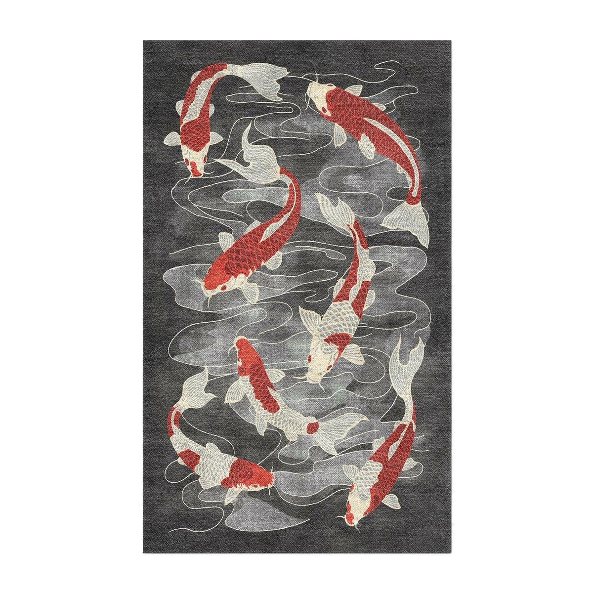 Area Rug, Koi Pond Charcoal for Living Rooms, Bedrooms and Entryways, 8 Size Options, Designed for Hallways, Dining Spaces and Home Decor image 4