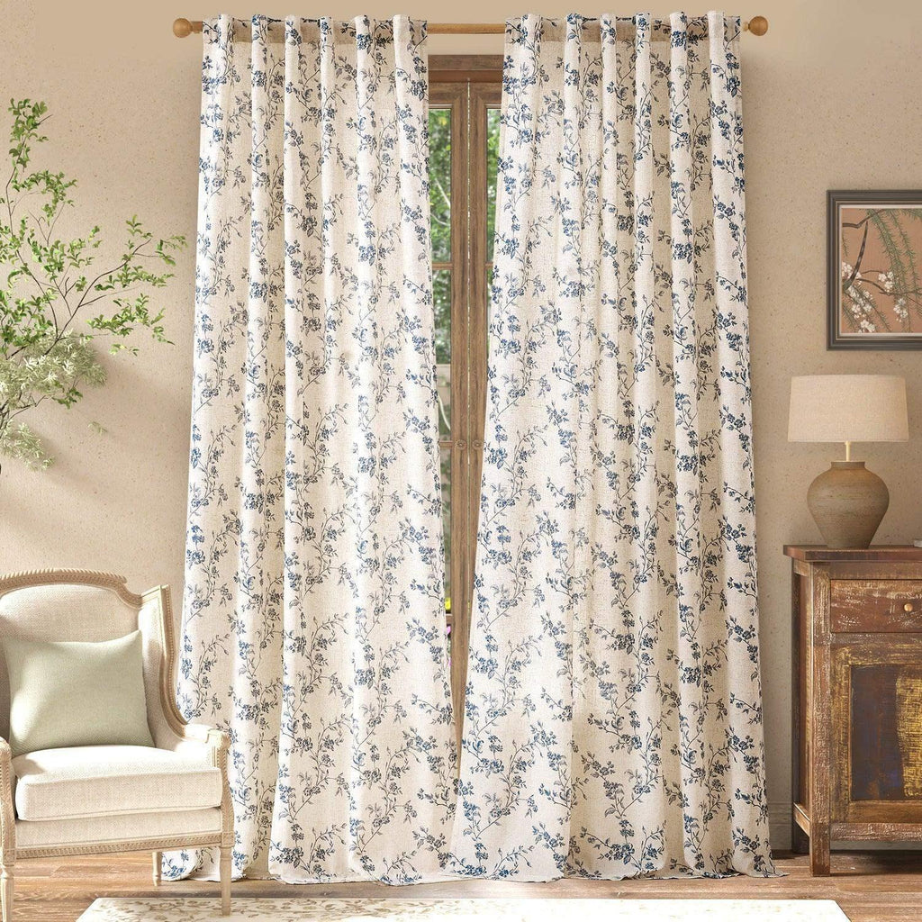 Window Curtain, Vine Blossom Linen Blend Curtains (2 Panels), Machine-Washable Care for Bedrooms, Living Rooms and Home Privacy image 4