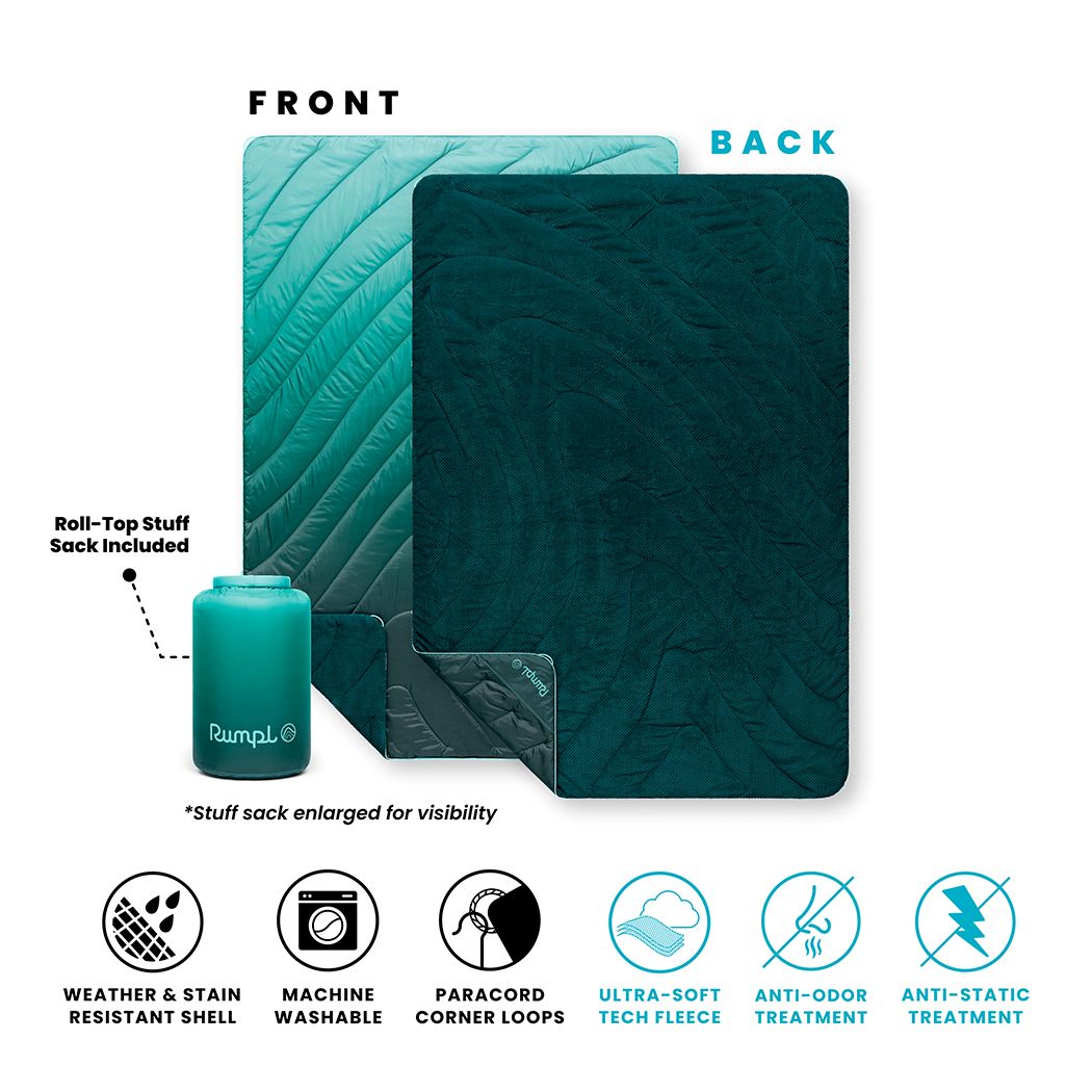 Puffy Blanket, Fleece Jade Fade, Weather-Resistant Shell for Camping, Cabins and Outdoor Relaxation, 3 Size Options image 4