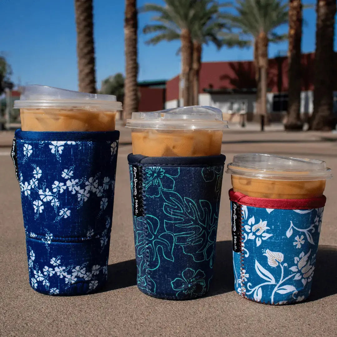 Reusable Cup Sleeve, Wild Flowers, Neoprene Construction for Iced Coffee, Cold Drinks and Condensation Control image 4