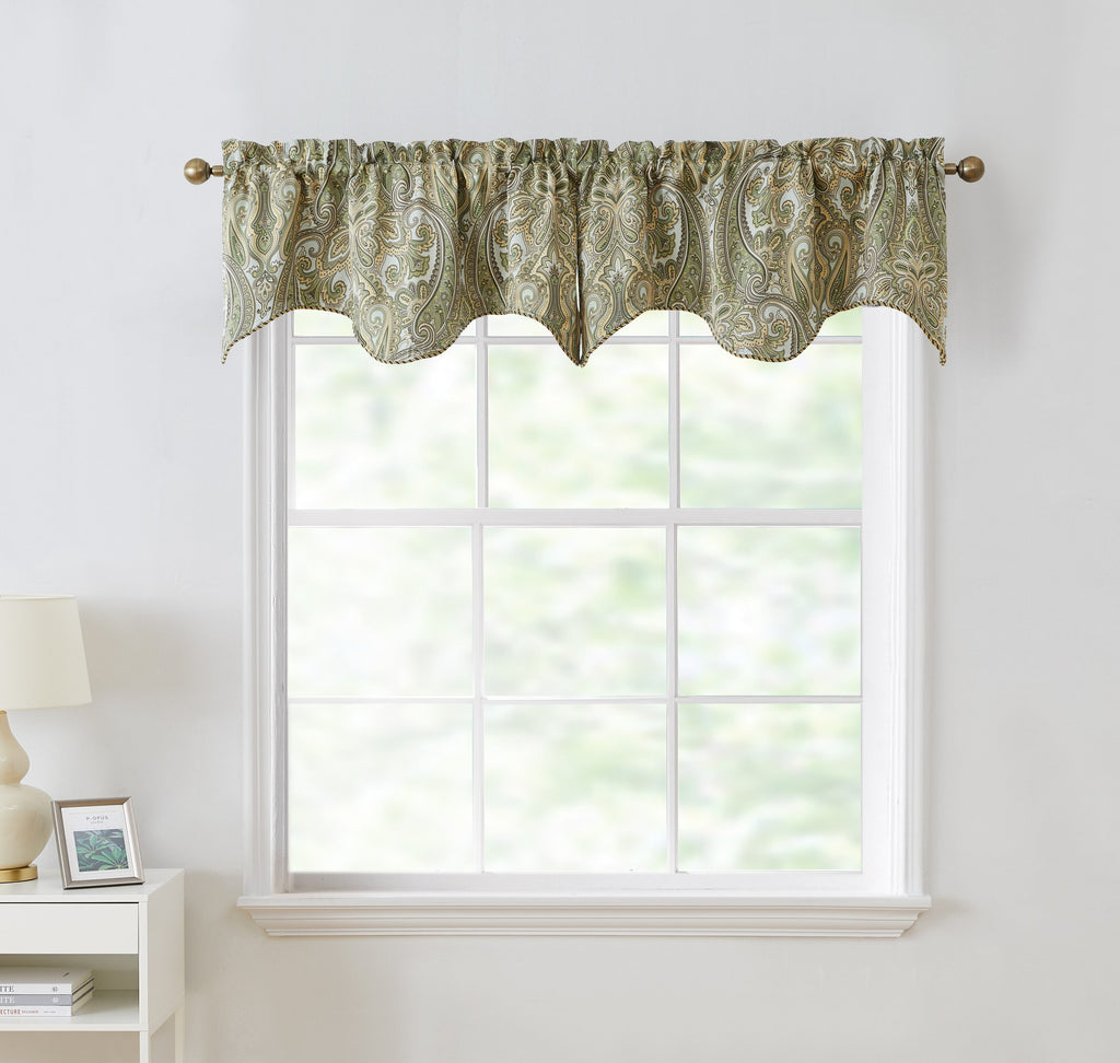 Window Curtain, Paris Paisley Floral Scalloped Valance 50 W x for Bedrooms, Living Rooms and Home Privacy, 7 Color Options image 4