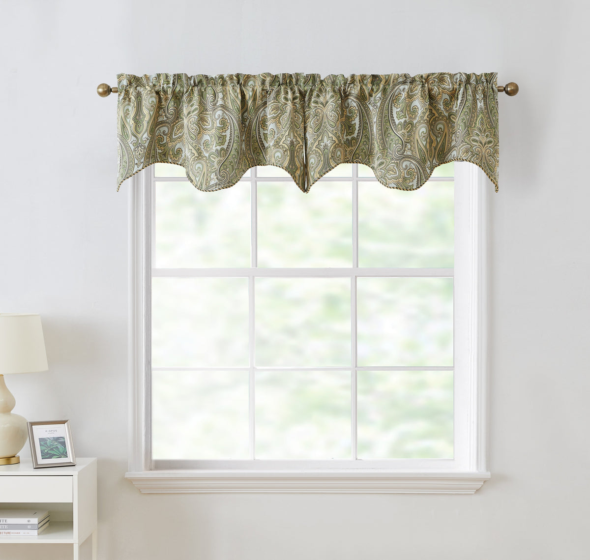 Window Curtain, Paris Paisley Floral Scalloped Valance 50 W x for Bedrooms, Living Rooms and Home Privacy, 7 Color Options image 4