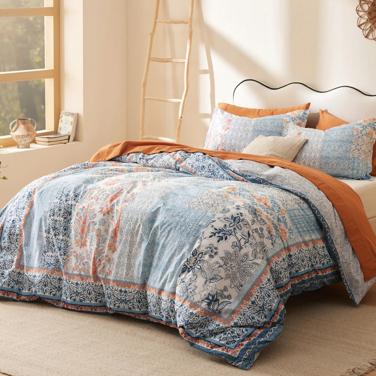 Duvet Cover Set, 100% Cotton Patterned, Breathable Construction for Bedroom Bedding Refresh and Everyday Comfort, 4 Sizes and 9 Colors image 4