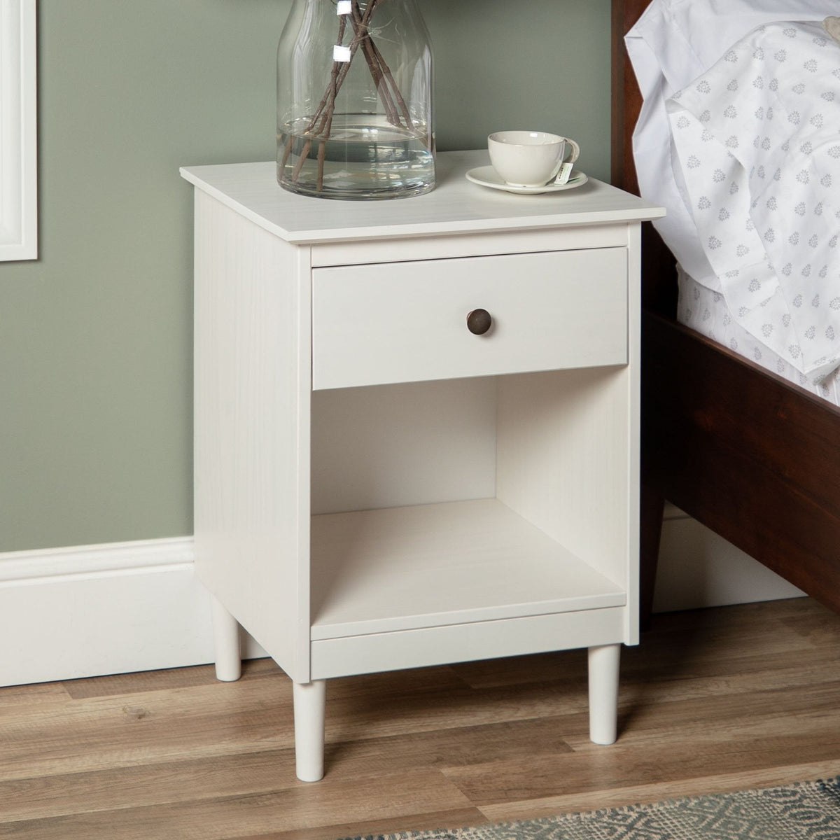 Nightstand, Spencer Solid Transitional Wood for Bedrooms, Bedside Essentials and Everyday Storage, 2 Size Options image 4