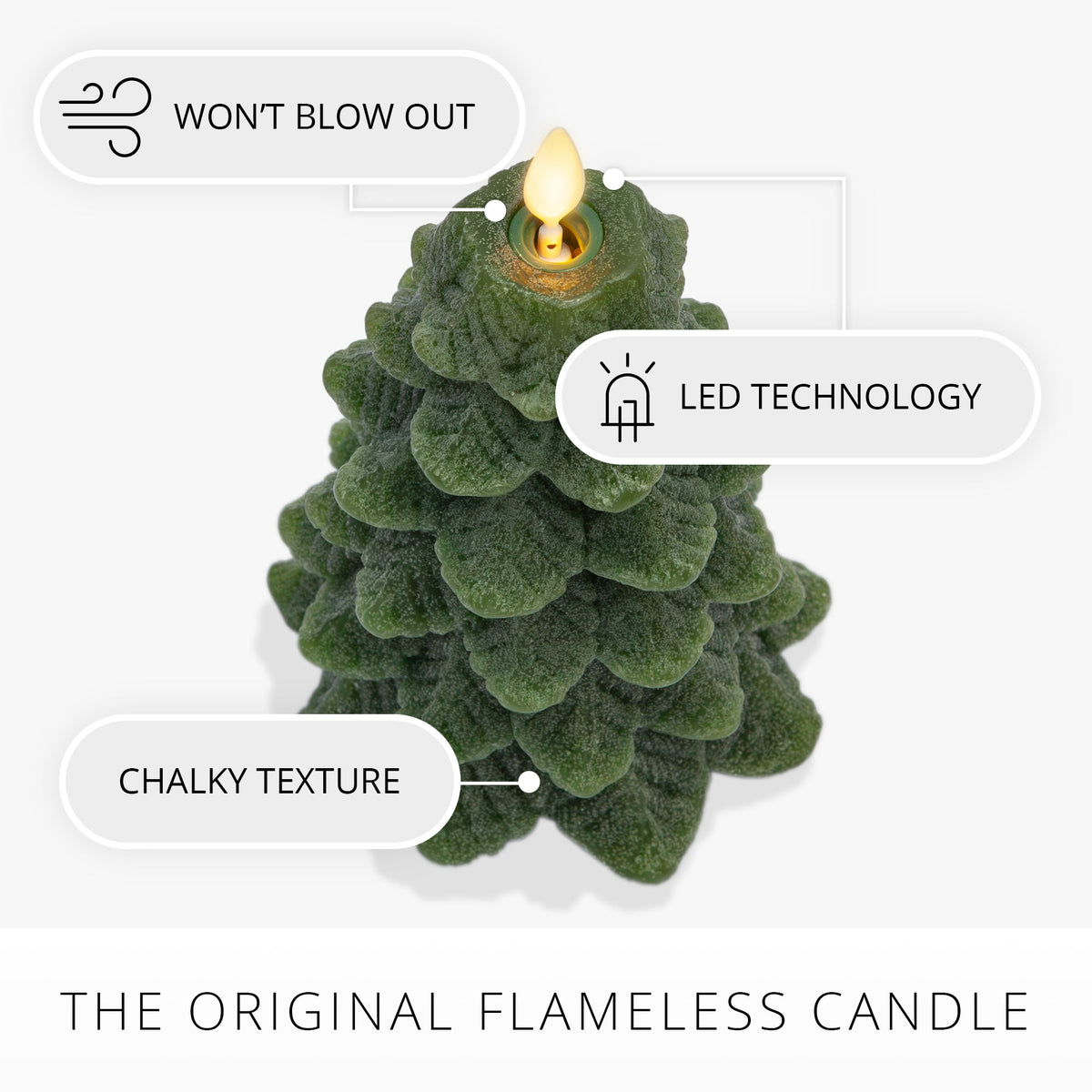 Flameless Candle, Chalky Green Tree for Bedrooms, Living Rooms and Everyday Candlelight Ambience, 2 Size Options image 4