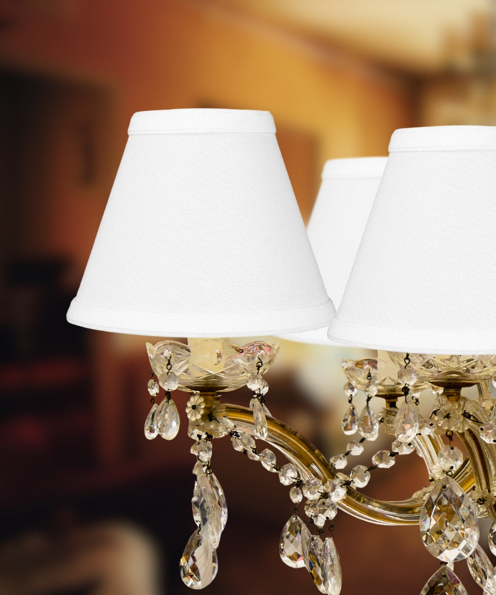Fabric Lamp Shade, 6"W x 5"H Chandelier White Linen Clip On for Lamp Replacement, Reading Corners and Living Spaces image 4