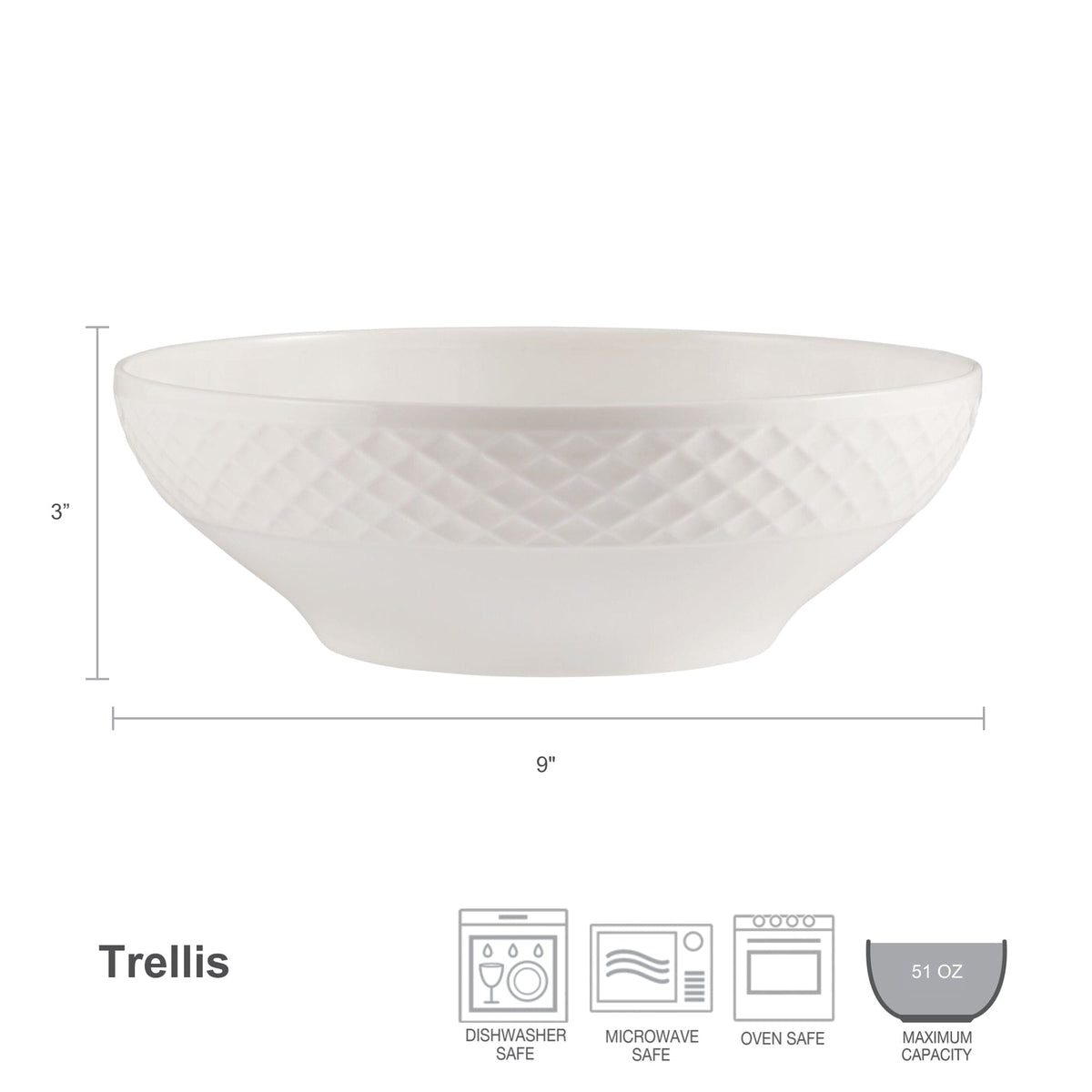 Dinnerware, Trellis White Vegetable Serve Bowl for Family Dining, Serving and Entertaining image 4
