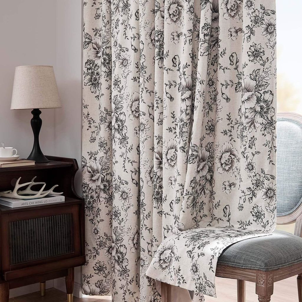 Window Curtain, Floral Butterfly Linen Blend Lined Curtains (2 for Windows, Room Styling and Everyday Privacy, 3 Sizes and 5 Colors image 4