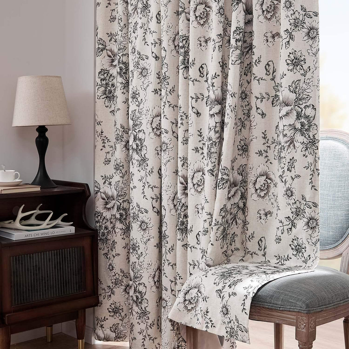 Window Curtain, Floral Butterfly Linen Blend Lined Curtains (2 for Windows, Room Styling and Everyday Privacy, 3 Sizes and 5 Colors image 4