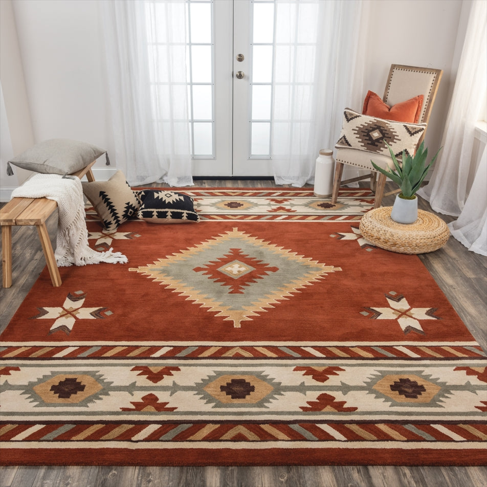 Area Rug, Southwest SU1822 Rust for Living Rooms, Bedrooms and Entryways, 10 Size Options, Designed for Everyday Home Use image 4