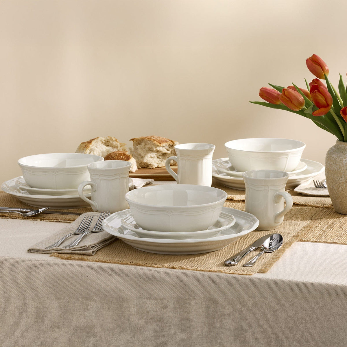Dinnerware, French Countryside 16 Piece Set, Service for 4, Dishwasher-Safe Care for Family Dining, Serving and Entertaining image 5