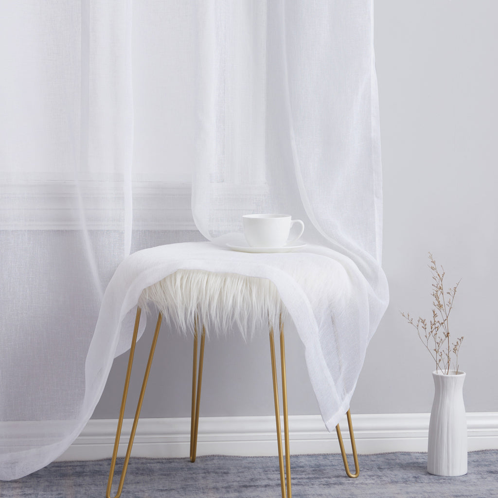 Window Curtain, Penelope Faux Linen Sheer Panels, Lightweight Design for Bedrooms, Living Rooms and Home Privacy, 5 Sizes and 12 Colors image 5